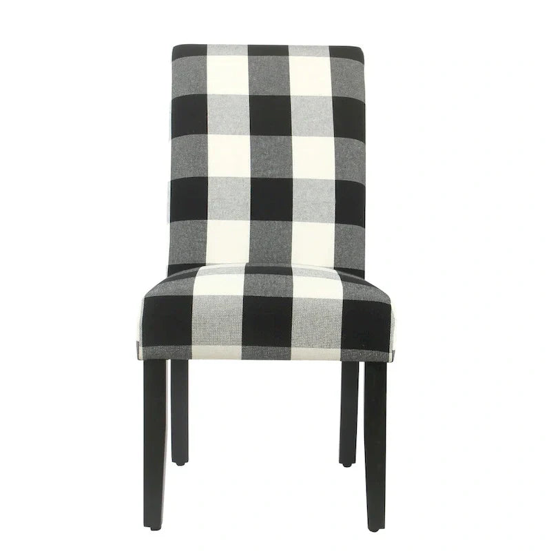 Set of 2 HomePop Black Plaid Parsons Dining Chairs - image 3