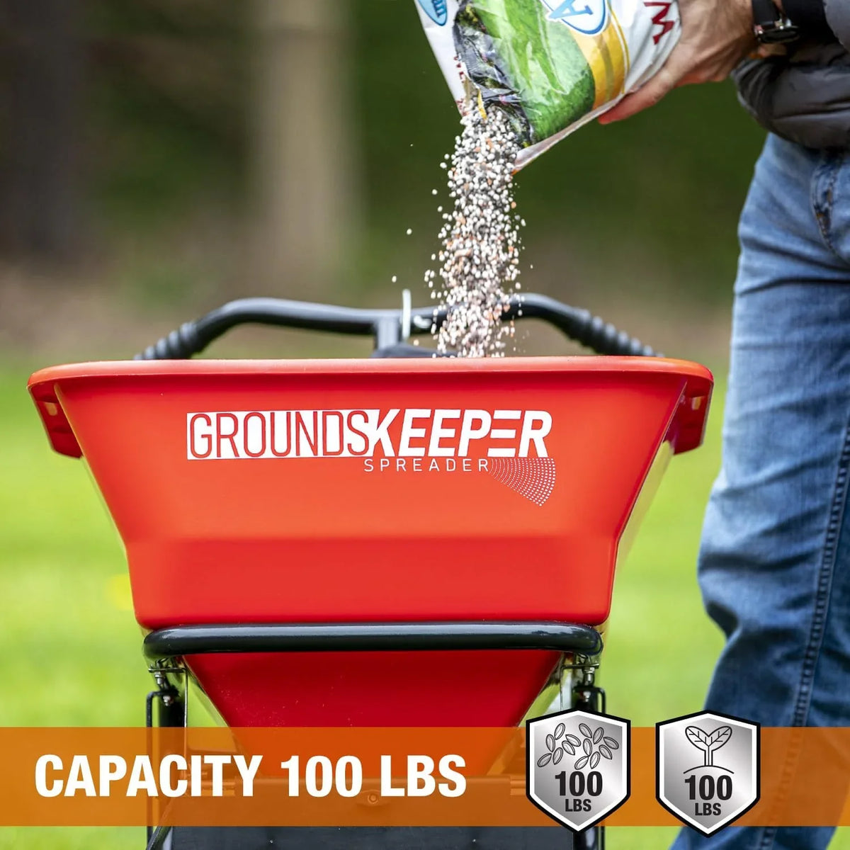 Walk Behind Push Spreader, 100lb Capacity, For Salt, Ice & Snow Melt, Included Grate & Cover With Enclosed Gearbox for Protection. - image 7