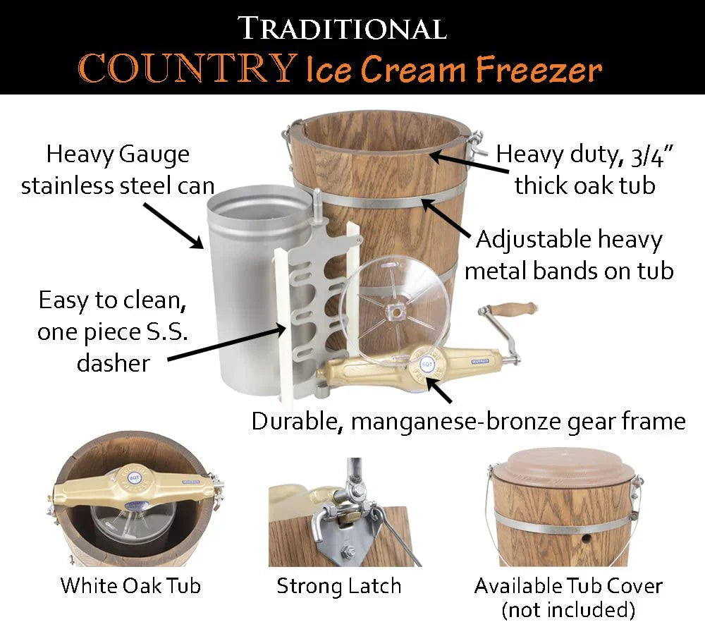 6 qt Ice Cream Maker – Classic Wooden Tub – Hand Crank - image 6
