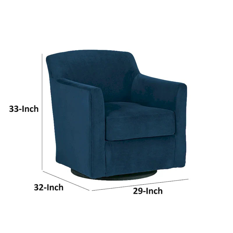 Leena Blue Velvet Swivel Accent Chair with Shelter Style Arms and Black Wood Base - image 5