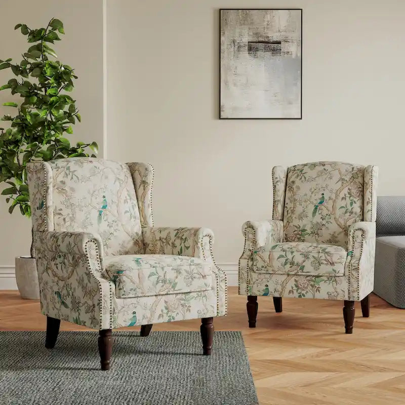 Pair of Stylish Upholstered Accent Chairs with Patterns for Living Room - image 42