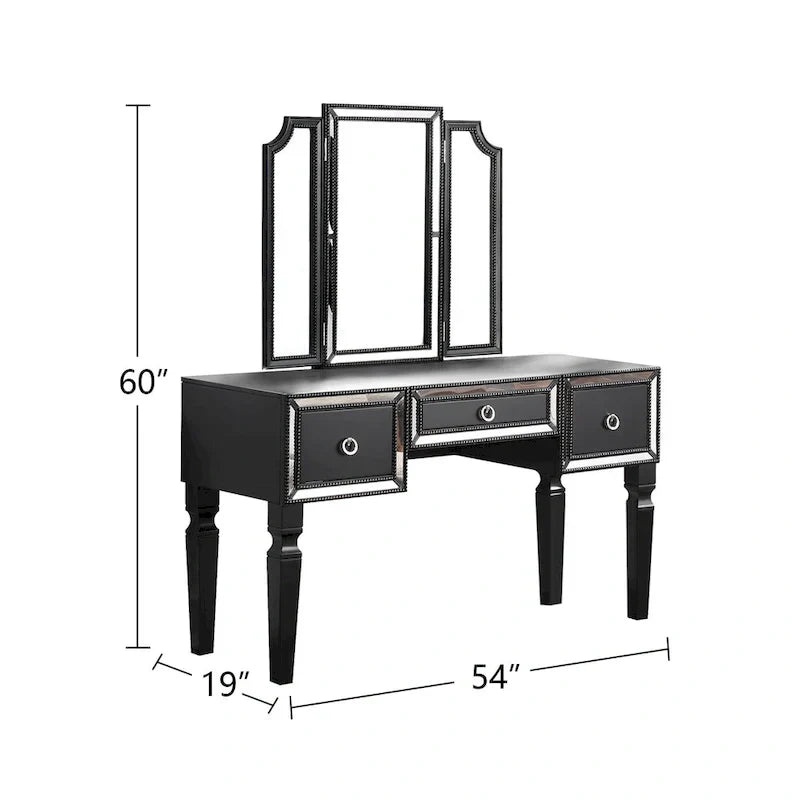 Fabric and Wood Vanity Set with Matching Stool - image 19