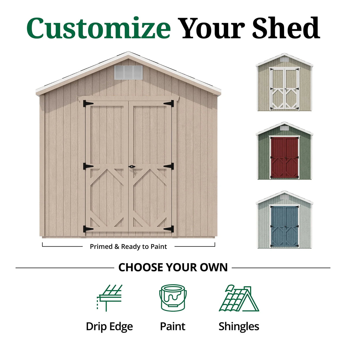 Little Cottage Co. 8x8 Classic Gable Shed, Outdoor Wood Storage Shed Do-It-Yourself Precut Kit - image 11