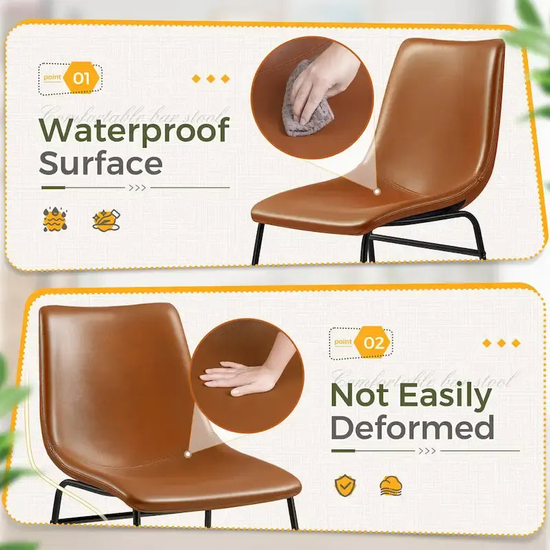 Set of 2 Homall Brown PU Leather Counter Bar Stools with Backrest and Footrest - image 10
