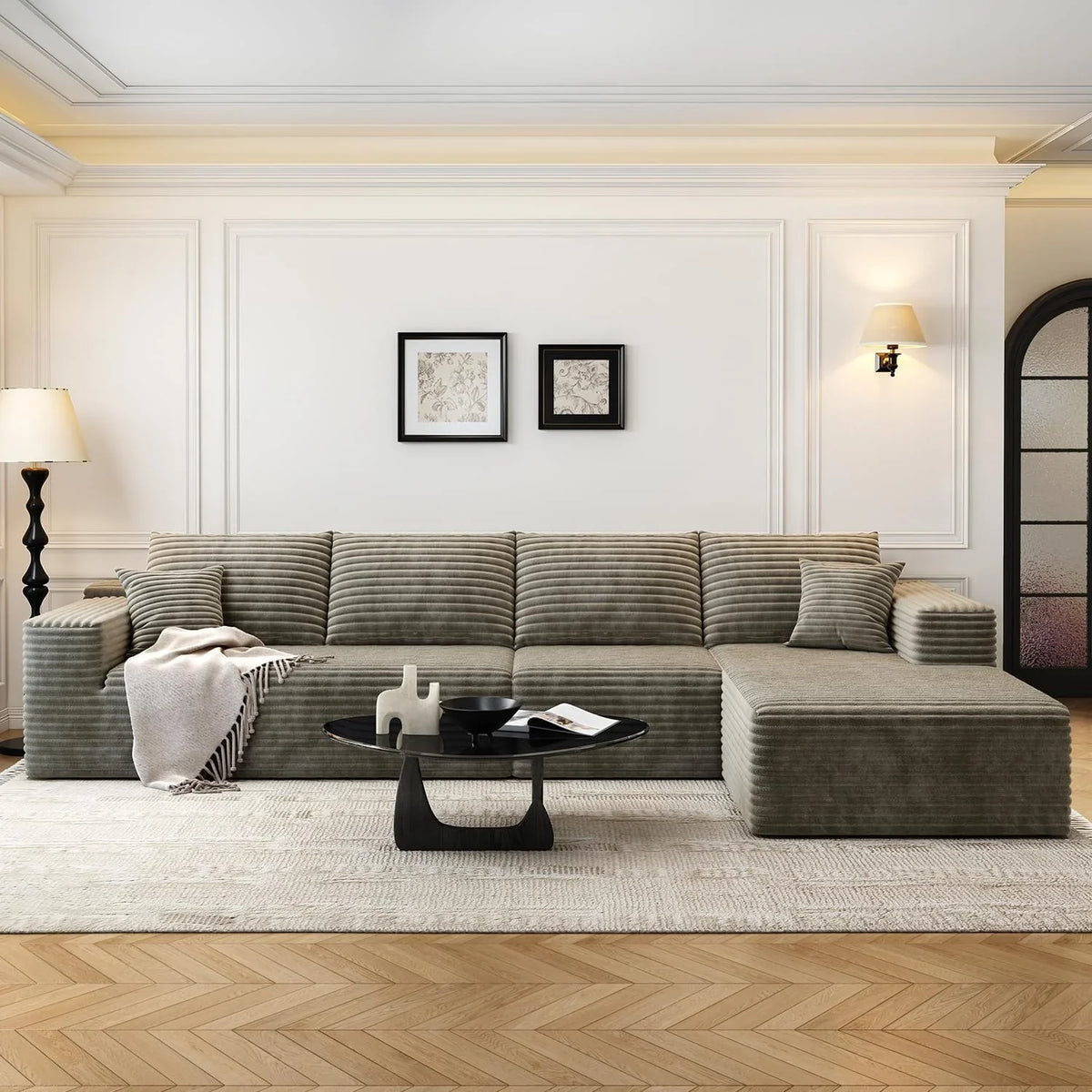 107.5" Cloud Modular Sectional Sofa Couch with L-Shape Chaise,Modern Minimalist Upholstered Couches for Living Room Bedroom,Deep Seat Corner Couch .No Assembly Required (Black,Left Facing Chaise) - image 26