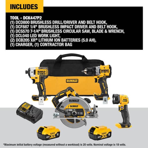 20V MAX Cordless 4 Tool Combo Kit with (2) 5.0Ah Batteries and Charger - image 4