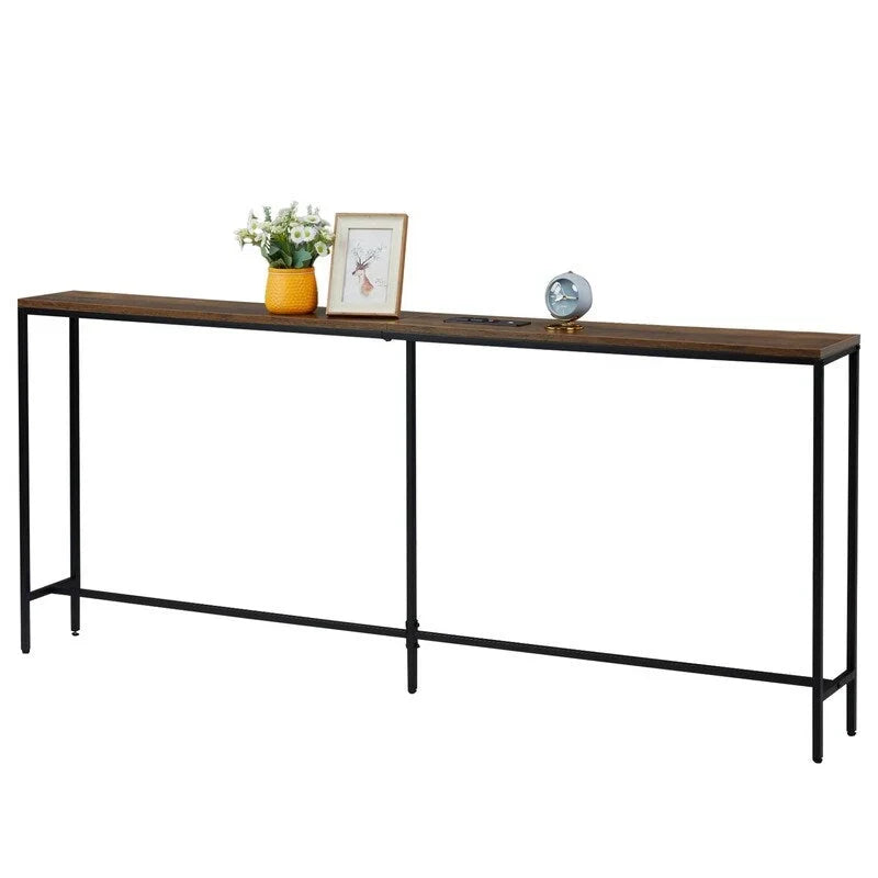70.9-Inch Console Table with Dual Power Outlets and USB Ports - Slim Entryway and Sofa Table for Living Room - image 6