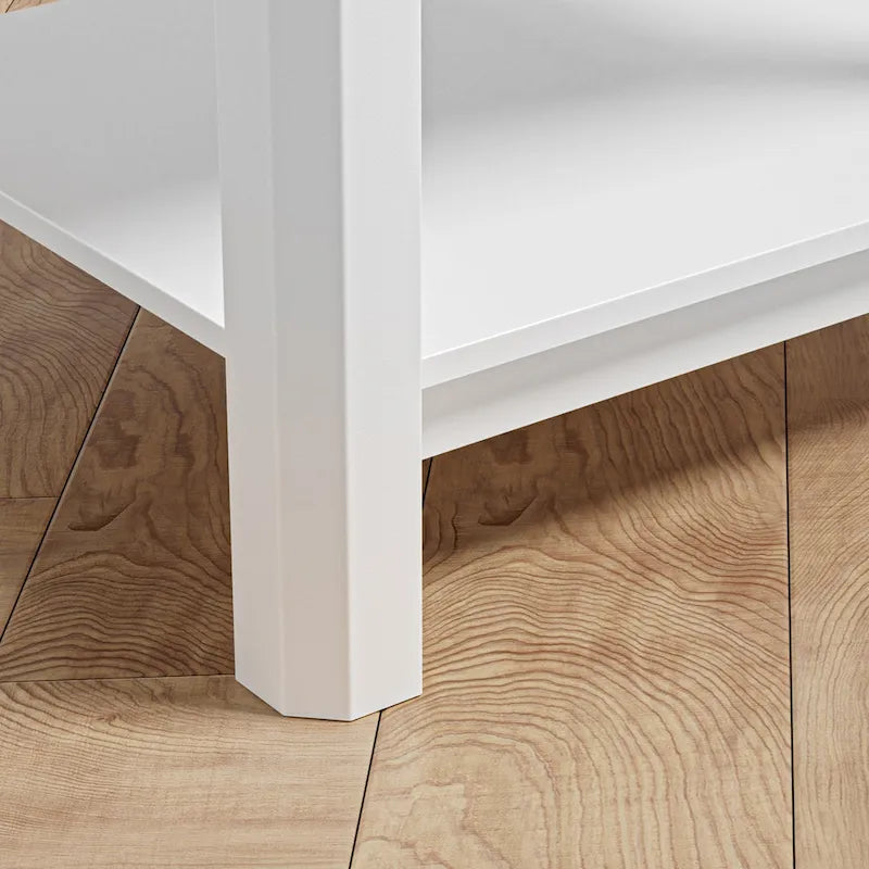 Contemporary 27.95" Tall White 2-Drawer Nightstand with Wood and Rattan, Featuring a Storage Shelf for Bedroom - image 5
