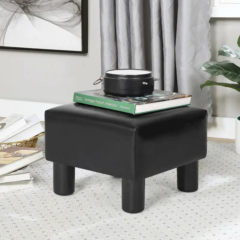 Adeco Faux Leather Footrest Ottoman with Plush Upholstery - image 16