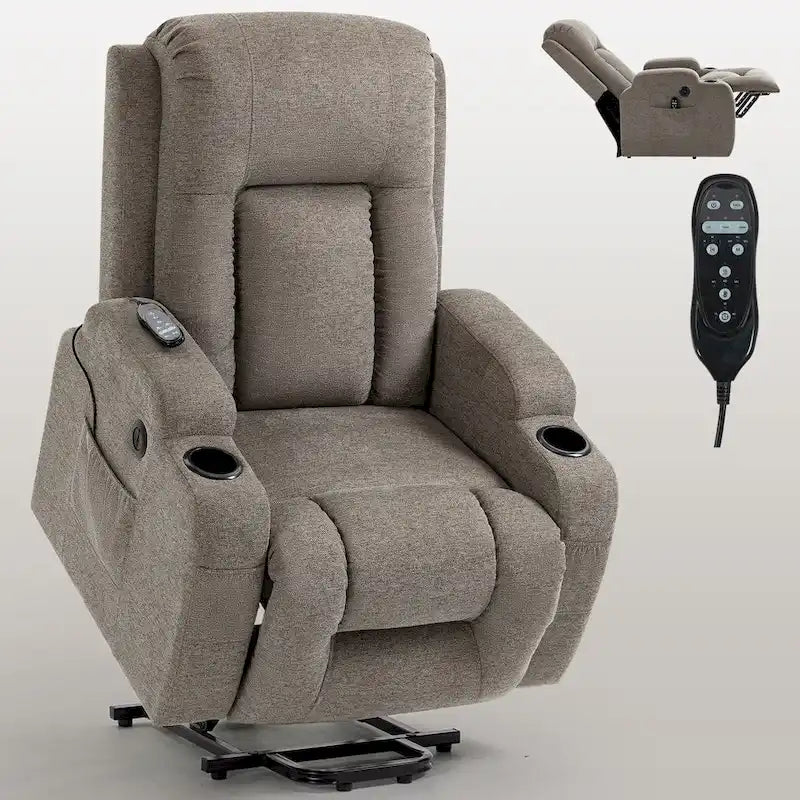 Lazy Boy Power Lift Recliner Chair, Modern Single Motor Massage Sofa Chair with Lumbar Heating, USB Charging Port, Cup Holders - image 21