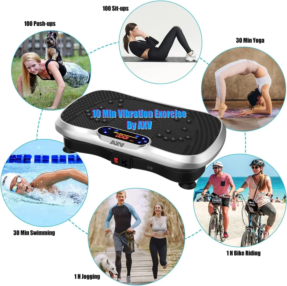 Vibration Plate Fitness Platform Exercise Machine Vibrating Lymphatic Drainage Shaking Full Body Shaker Workout Vibrate Stand Shake Board Sport Gym for Weight Loss Fat Burner for Women Men - image 22