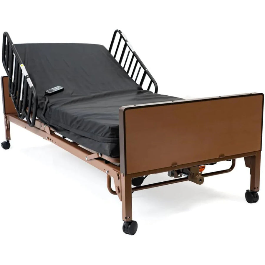 Fully Electric Hospital Bed Set, Foam Mattress, Half Rails - image 1