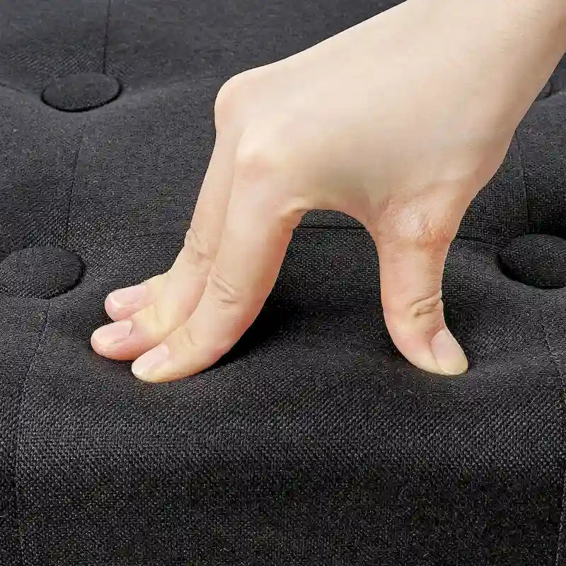 Set of 2 Small Linen Foot Stools with Legs - Rectangle Upholstered Ottoman Footrests - image 34