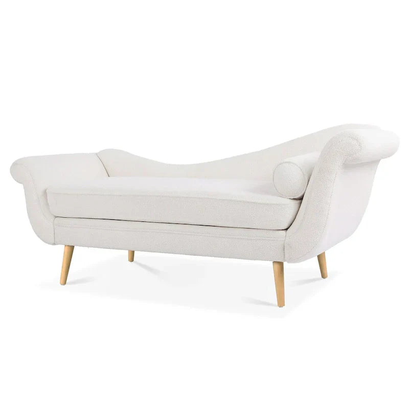 Upholstered Indoor Chaise Lounge Chair with Scroll Arms, Reclining Feature, Rolled Accent Pillow, and Sturdy Solid Wood Legs - image 25