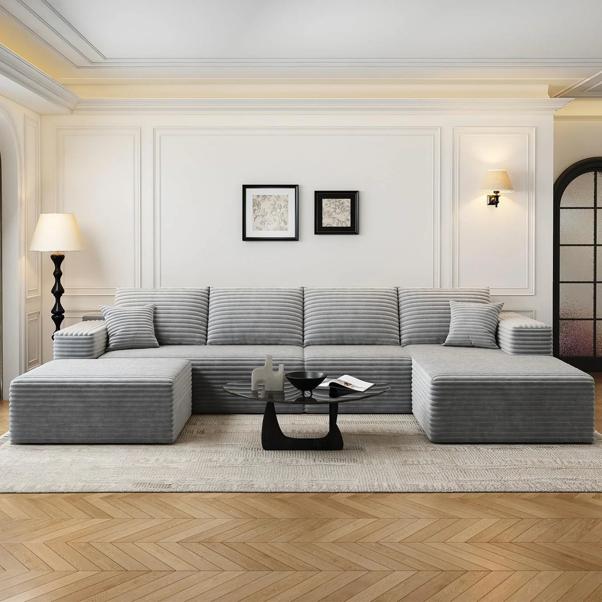 107.5" Cloud Modular Sectional Sofa Couch with L-Shape Chaise,Modern Minimalist Upholstered Couches for Living Room Bedroom,Deep Seat Corner Couch .No Assembly Required (Black,Left Facing Chaise) - image 46