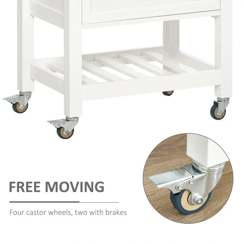 HOMCOM Rolling Kitchen Cart - Versatile Kitchen Island with Smooth Rubberwood Top and Narrow Butcher Block Surface on Wheels - image 6