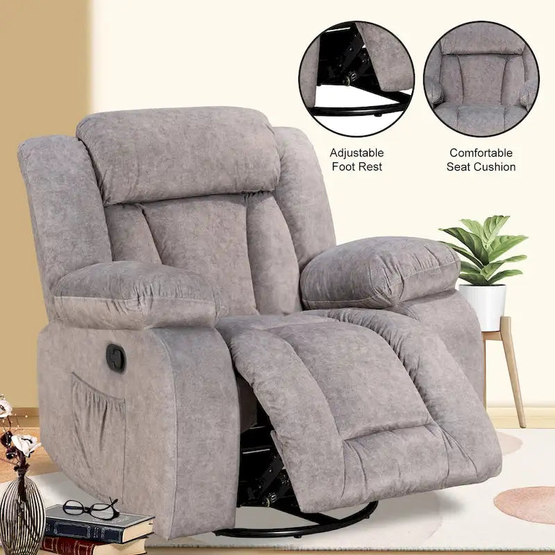 Upholstered Recliner with Rocking and Swiveling Features - image 1