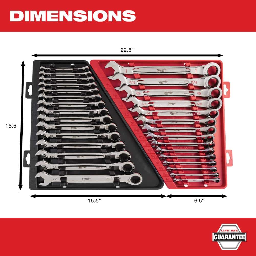 2025 SAE/Metric Combination Ratcheting Wrench Mechanics Tool Set (30-Piece) 48-22-9416-48-22-9516 - image 5