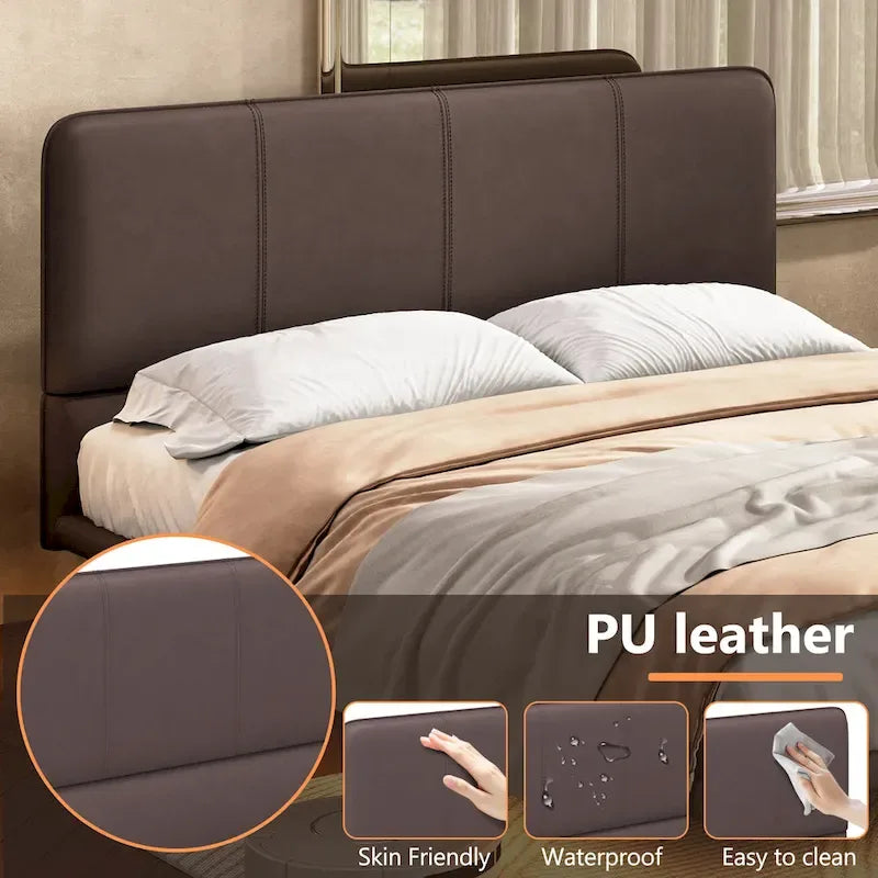 Christopher Knight Home Korli Contemporary Upholstered Leather Floating Bed Frame and Headboard Set with LED Lighting - image 5