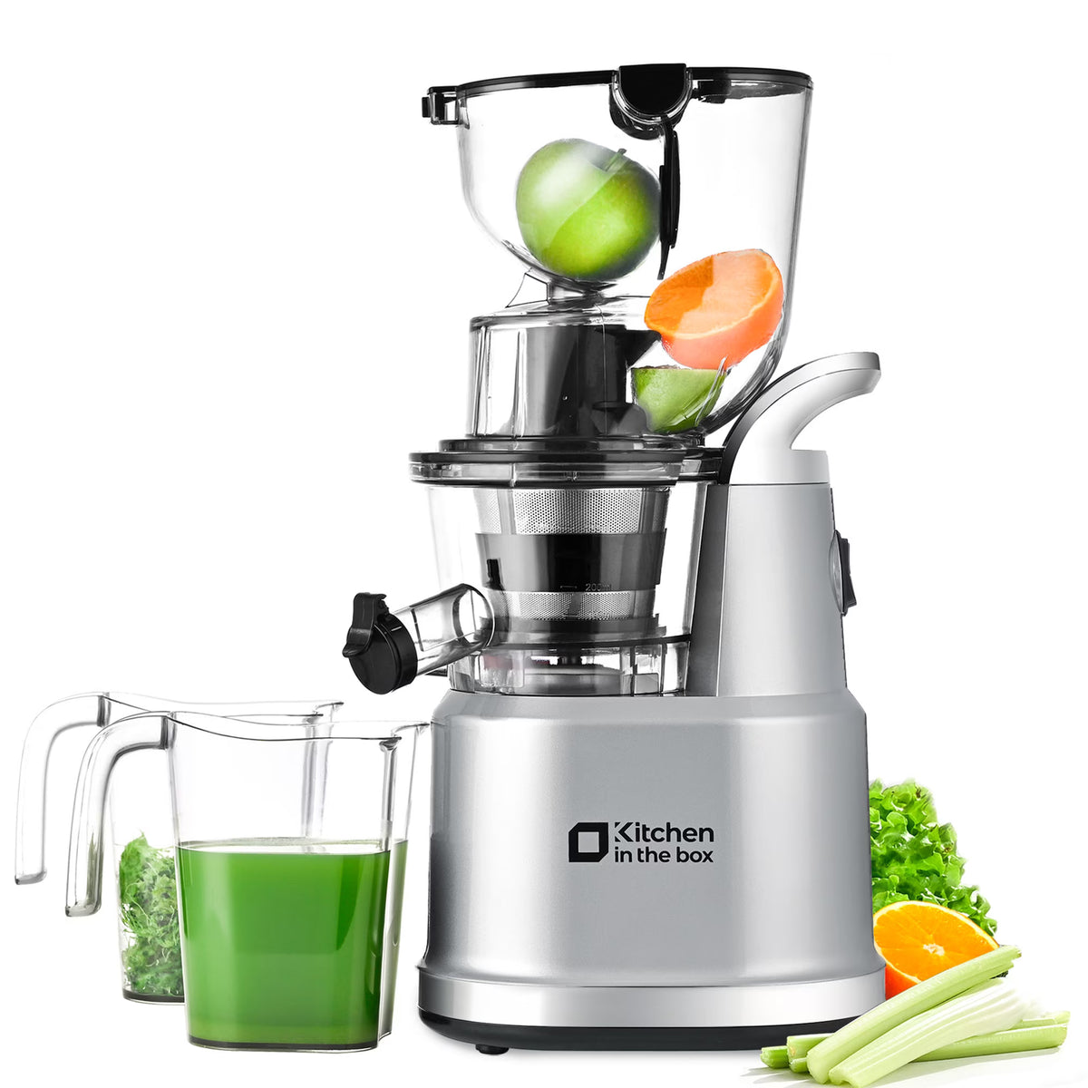 Kitchen in the Box Cold Press Juicer Machines With 3.26" Wide Feed Chute, Slow Masticating Juicer Machine for Whole Fruits and Vegetables, BPA-Free - image 1