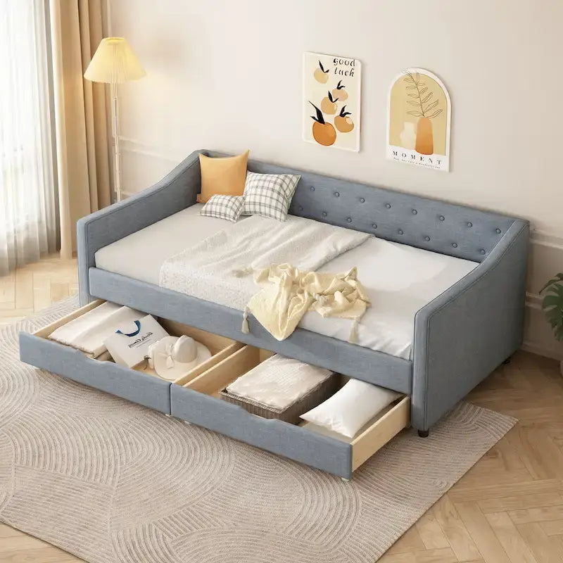 Christopher Knight Home Bennett Tufted Daybed Sofa with Storage Drawers and Stylish Curved Arms - image 23