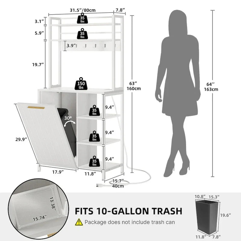 Moasis 6-Tier Kitchen Baker's Rack with Storage Shelves and Trash Can Cabinet Organizer - image 9