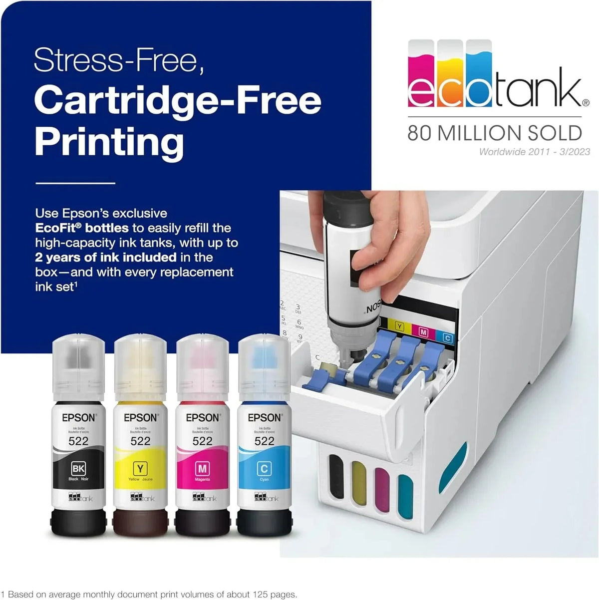 ET 4800 Wireless All in One Cartridge Free Supertank Printer with Scanner, Copier, Fax, ADF and Ethernet – Ideal for Your Home Office, White - image 3