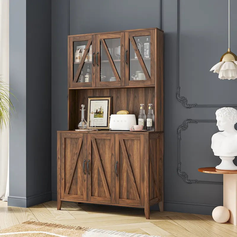 Spacious Kitchen Pantry Storage Cabinet Featuring Glass Doors - image 2