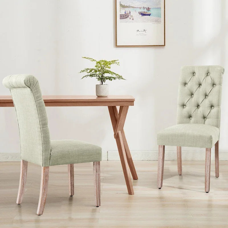 CHUN YI Modern Linen Parsons Dining Chairs - Set of 2 with Button Detail - image 16