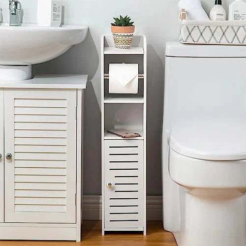 Toilet Paper Holder Stand, Storage Cabinet Beside Toilet for Small Space Bathroom - image 6