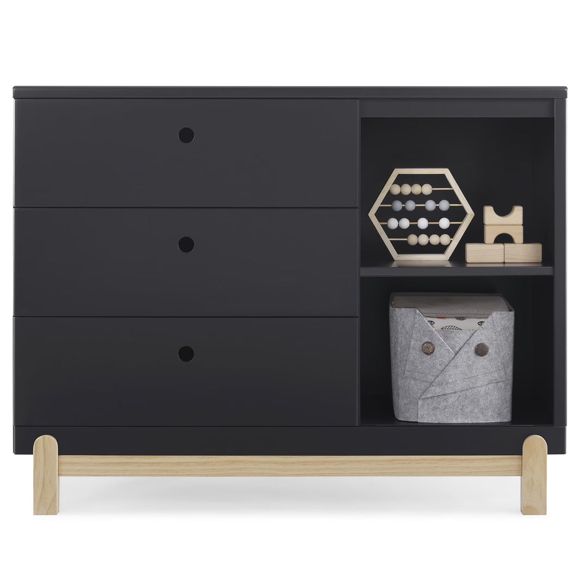 Delta Children Poppy 3 Drawer Dresser with Cubbies and Interlocking Drawers, Bianca White/Natural - image 3
