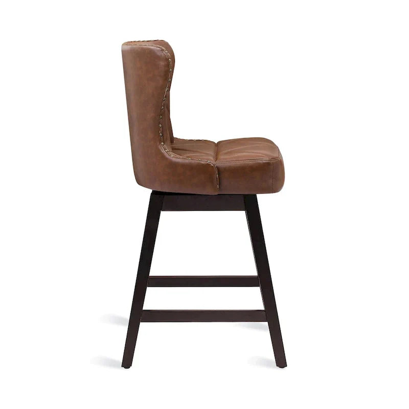 LUE BONA Set of 4 Mid-Century Modern 26-Inch Swivel Counter Stools with Faux Leather and Fabric Upholstery for Kitchen Island - image 11