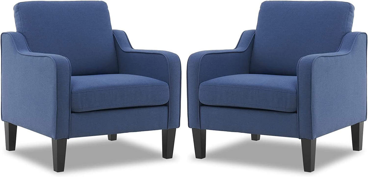 VINGLI Mid-Century Accent Chairs, Upholstered Linen Armchairs for Living Room/Bedroom, Beige (Set of 2) - image 8