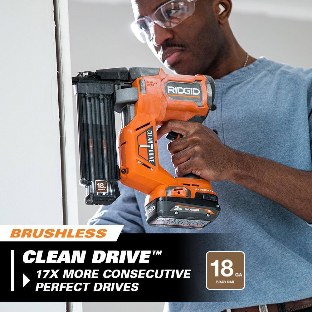 RIDGID 18V Brushless Cordless Nailer Combo Kit with Brad & Finish Nailers, Battery & Charger - image 4