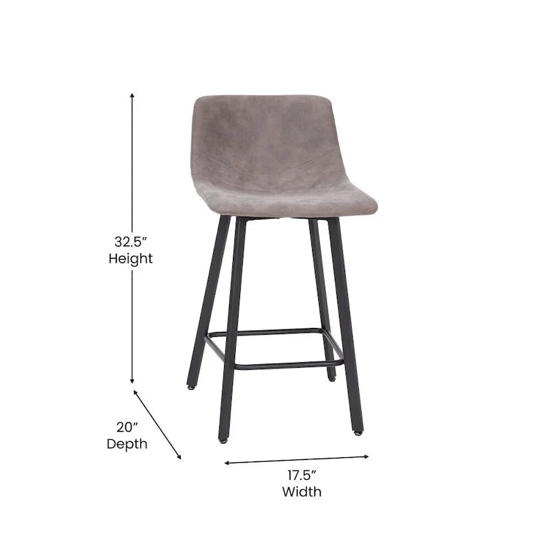 Pair of Armless Upholstered Metal Counter Stools - image 23