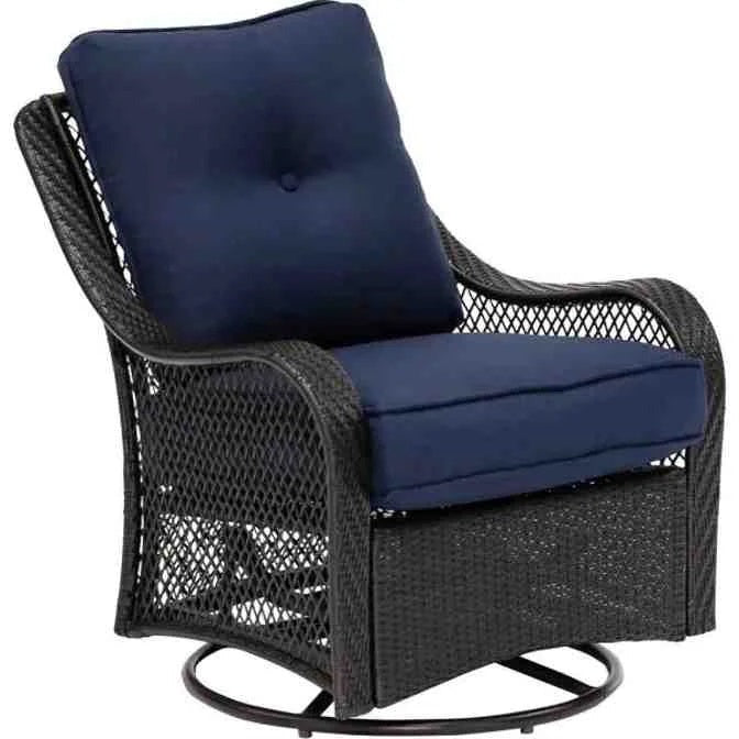 2025 5-piece steel patio fire pit seating set with navy blue cushions, swivel gliders and square fire pit table - image 10