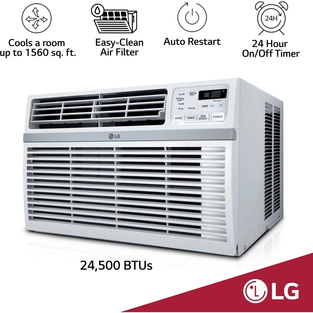 LG 8, 000 BTU 340 Sq Ft Window Air Conditioner with Remote Control, White, LW8016ER - image 21