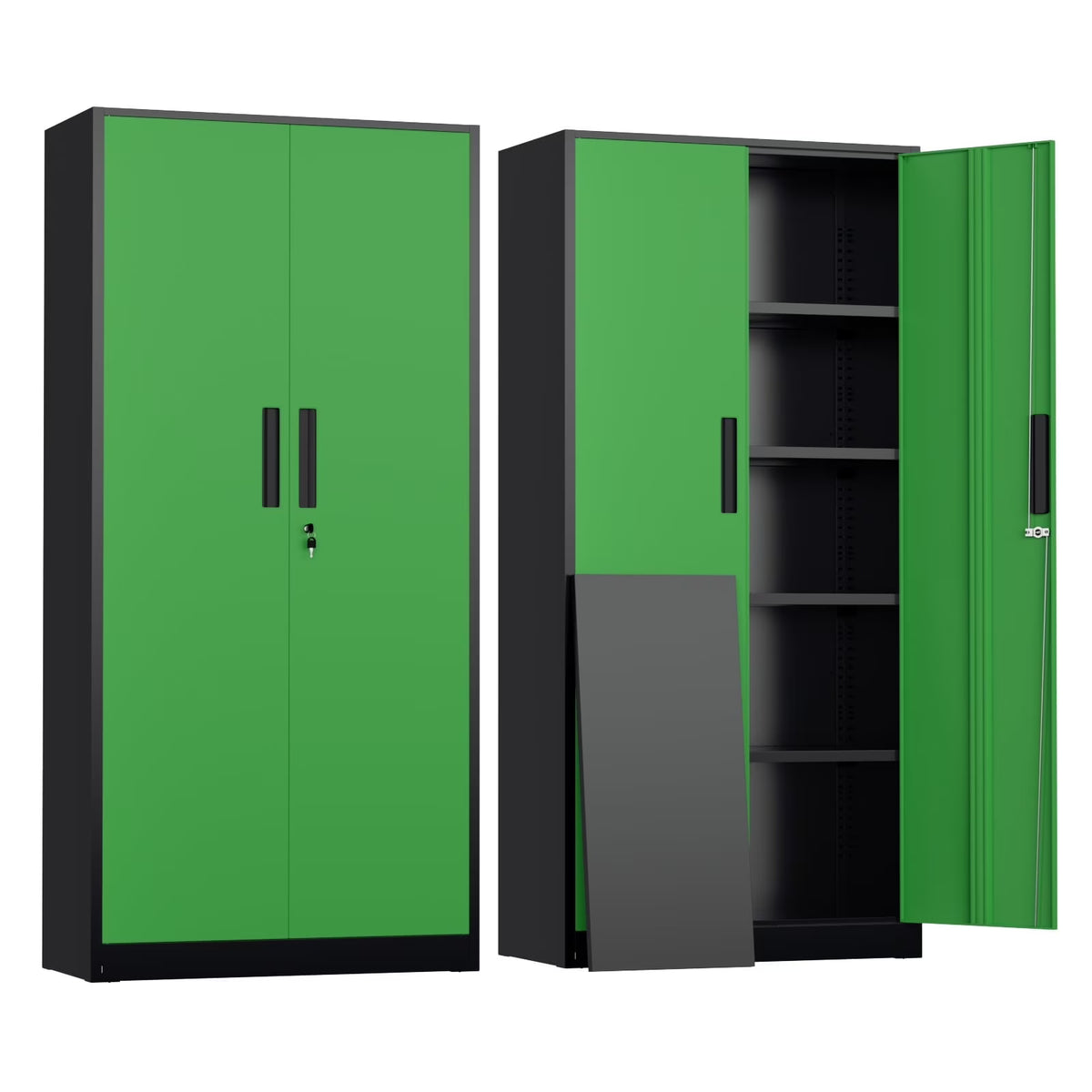 SOLAURA 71" Metal Garage Storage Cabinet with Locking Doors and Adjustable Shelves for Home, Office(Black) - image 4