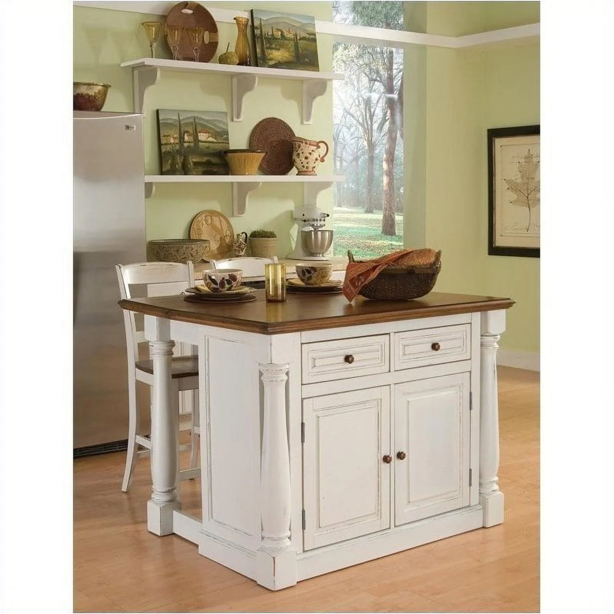 Bowery Hill Antiqued Kitchen Island in Antiqued White - image 5