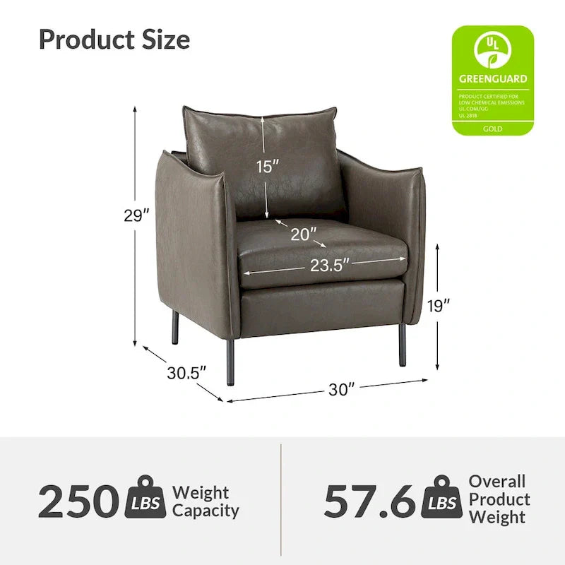 Set of 2 Jaime Modern Vegan Leather Accent Chairs with Metal Legs by HULALA HOME - image 17