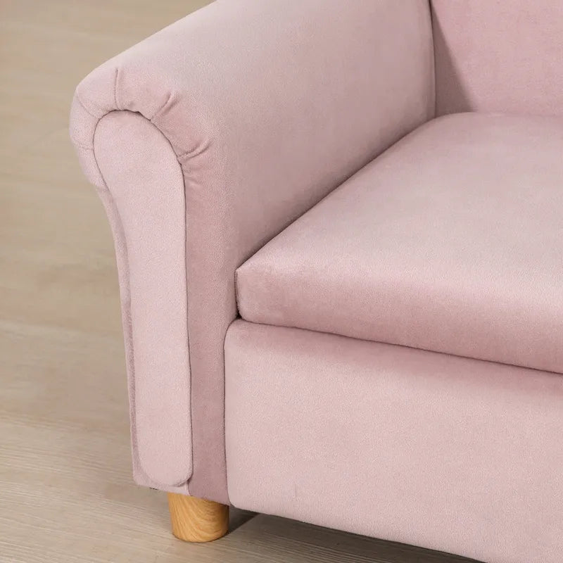 Qaba Kids Sofa with Wooden Armrests - Toddler Couch for Preschool and Kindergarten Rooms Featuring Hidden Storage - image 19