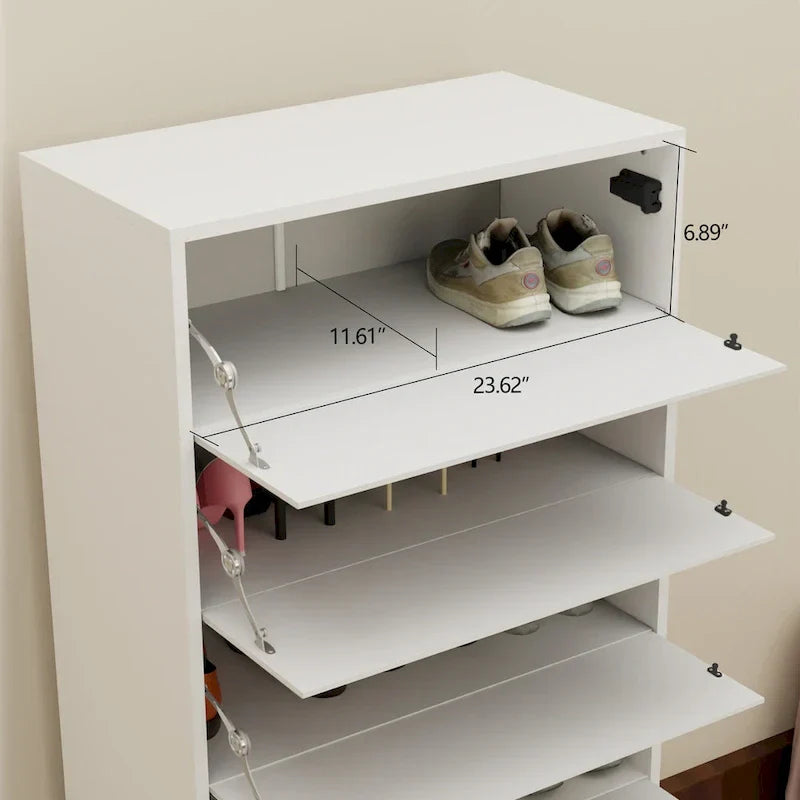 Mirror Shoe Cabinet With 6 Flip Drawers,Shoe Rack Organizer Store Ample Shoes,4 Metal Legs,Hand-Touch Flip-Out Door - image 5