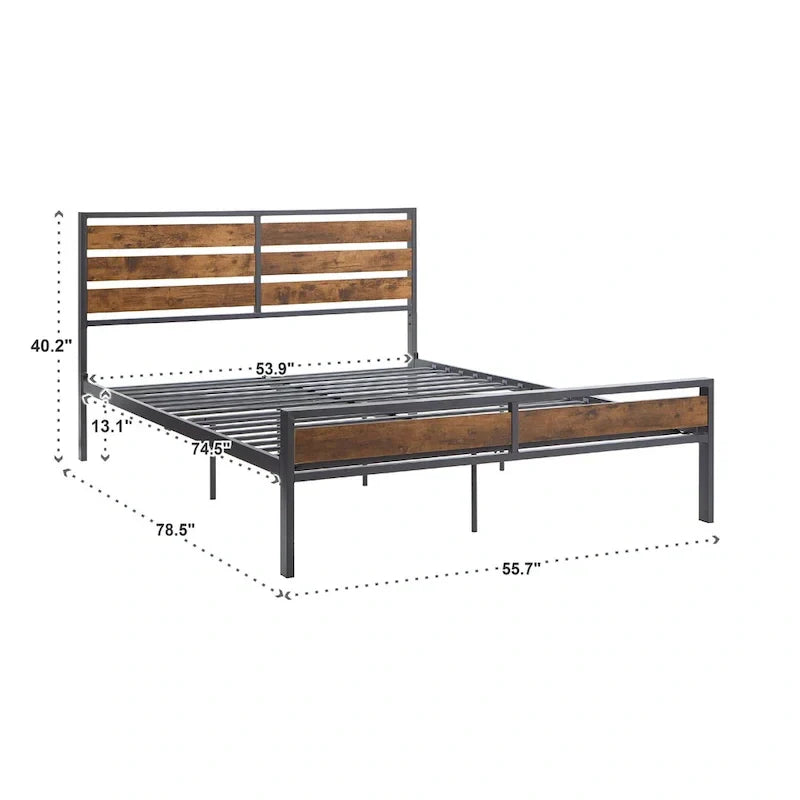 Aabira Low Profile Metal Platform Bed with Wooden Finish Panels by iNSPIRE Q Classic - image 12