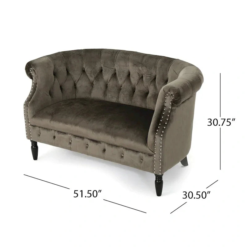 Milani Velvet Tufted Scroll Arm Loveseat by Christopher Knight Home - image 12