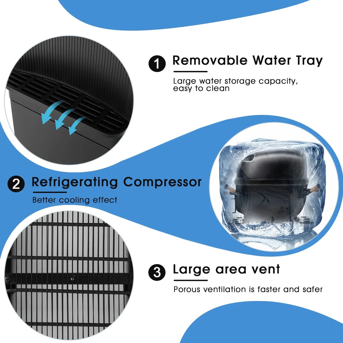 COSVALVE 5 Gallon Hot & Cold Top Loading Water Dispenser Cooler with Freezer Cabinet, Child Safety Lock - image 7