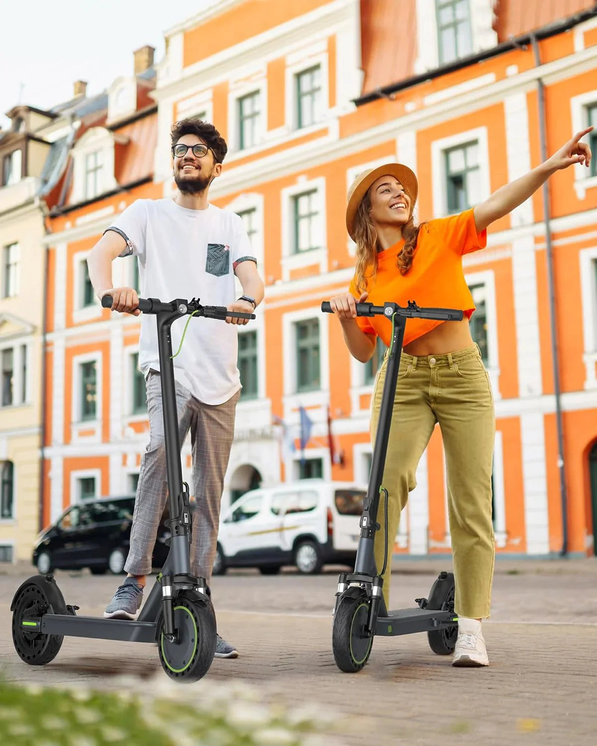 Electric Scooter - 8.5" Solid Tires, 350W Motor, Up to 19 MPH and 21-23 Miles Long-Range Portable Foldable Commuting Scooter for Adults with Double Braking System and App - image 24