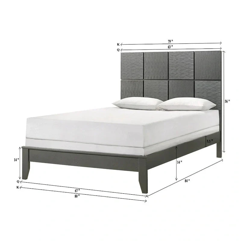 3-Piece Gunmetal Gray Panel Bedroom Set by Sim - image 10