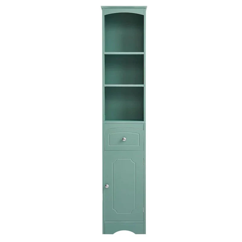 Freestanding Tall Linen Tower Bathroom Storage Cabinet with Drawer, MDF Construction and Adjustable Shelf - image 1
