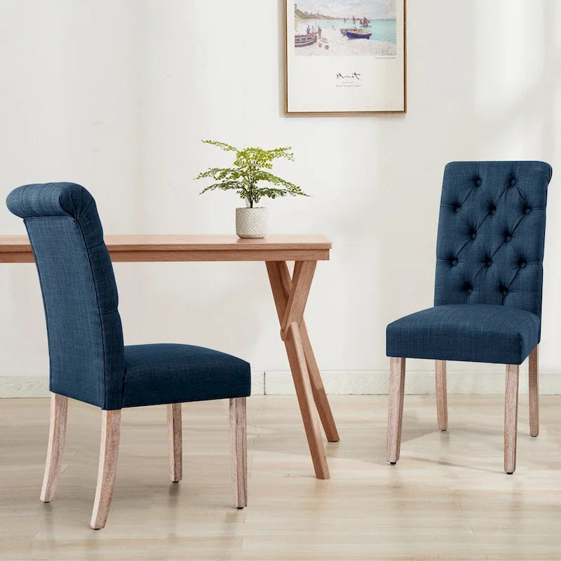 CHUN YI Modern Linen Parsons Dining Chairs - Set of 2 with Button Detail - image 9