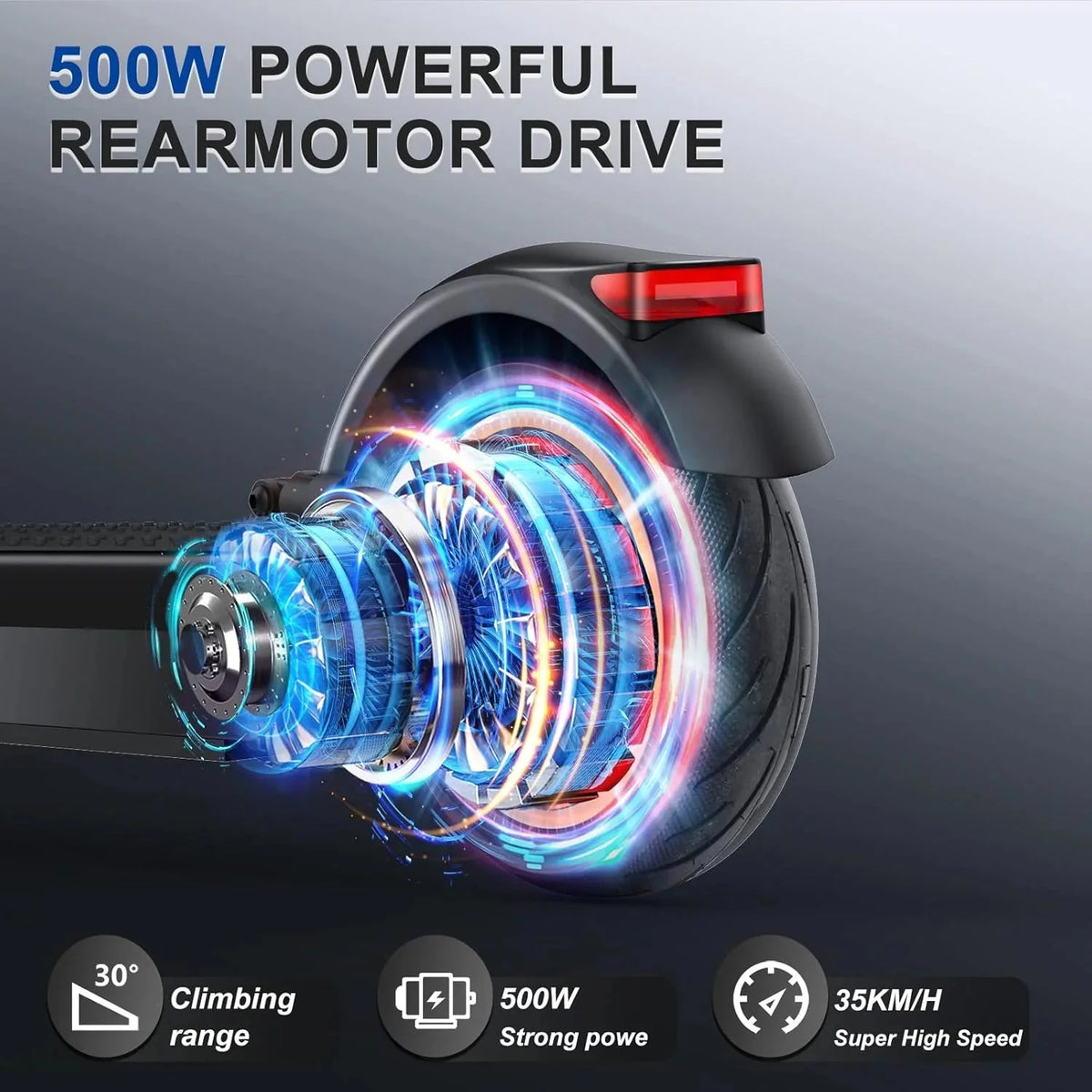 Electric Scooter - 8.5" Solid Tires, 350W Motor, Up to 19 MPH and 21-23 Miles Long-Range Portable Foldable Commuting Scooter for Adults with Double Braking System and App - image 34